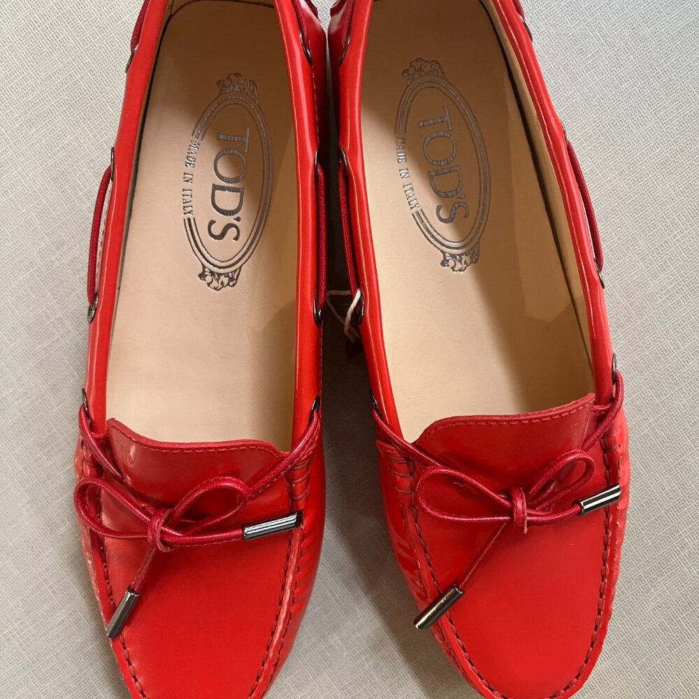 Tod's Red Loafers 6.5 - Picture 2 of 5